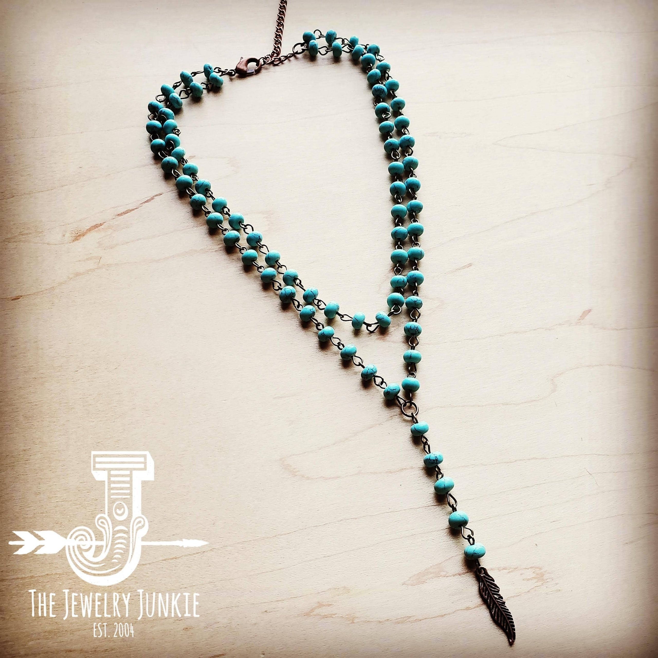 Double Strand Lariat Turquoise Necklace Texas Outlaw Boot and Fashion